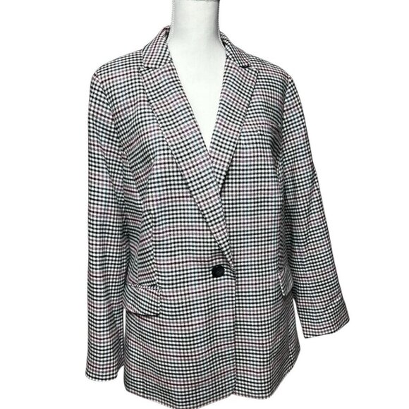 Talbots Plus Women's Multicolor Wool Blend Single Breast Houndstooth Blazer 14W - Picture 1 of 8